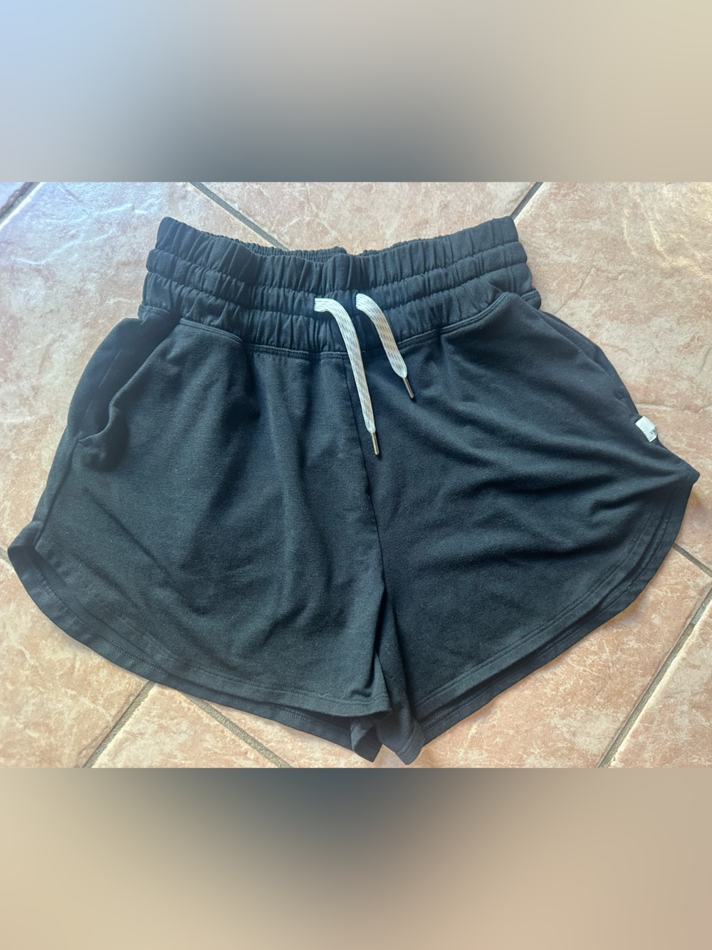 Vuori Black Athletic Shorts with White Drawstring